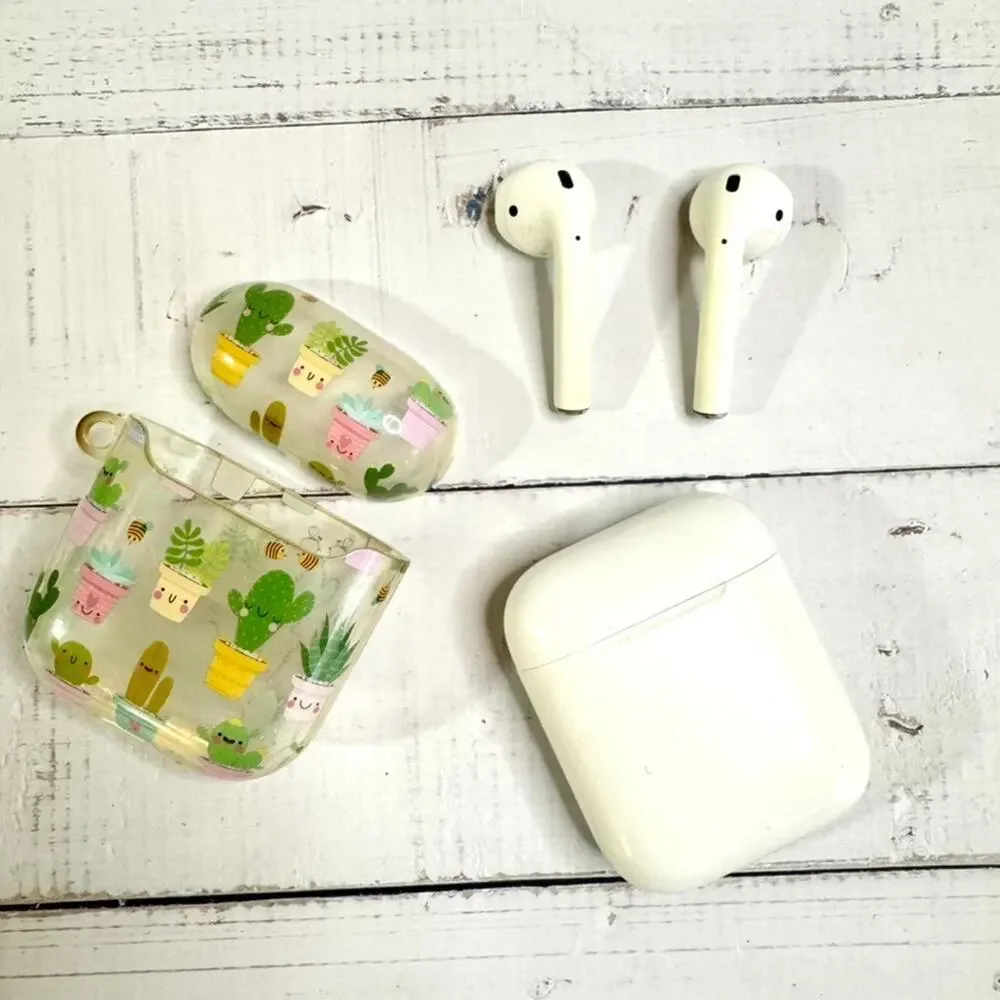 Apple AirPods 1st Generation Model A1602 Case Earbuds and Cute Cacti Cover WORKS